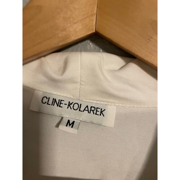 Vintage Cline Kolarek Womens Wrap Crop Top Medium White Bell Sleeve Pirate Boho - Picture 2 of 6